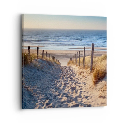 Impression sur toile - Image sur toile - Le bruit de la mer, le chant des oiseaux, une plage sauvage parmi les herbes… - 30x30 cm