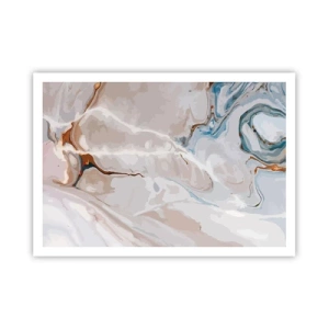 Affiche - Poster - Motif abstrait dans les tons de blanc et de bleu - 100x70cm - Le bleu serpente sous le blanc - Décoration murale moderne pour le salon et la chambre ARTTOR