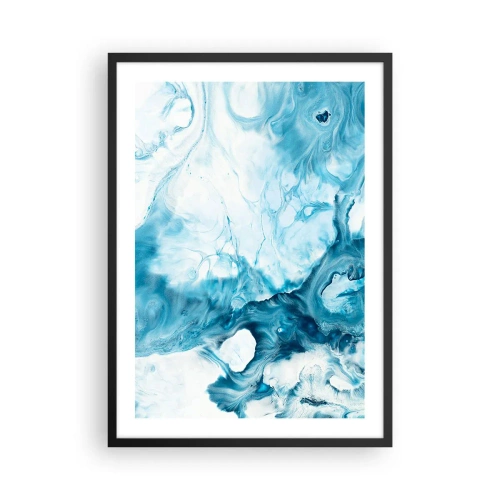 Affiche dans un cadre noir - Poster - Composition abstraite dans les tons de bleu et de blanc - 50x70cm - Concert de bleu - Décoration murale moderne pour le salon et la chambre ARTTOR