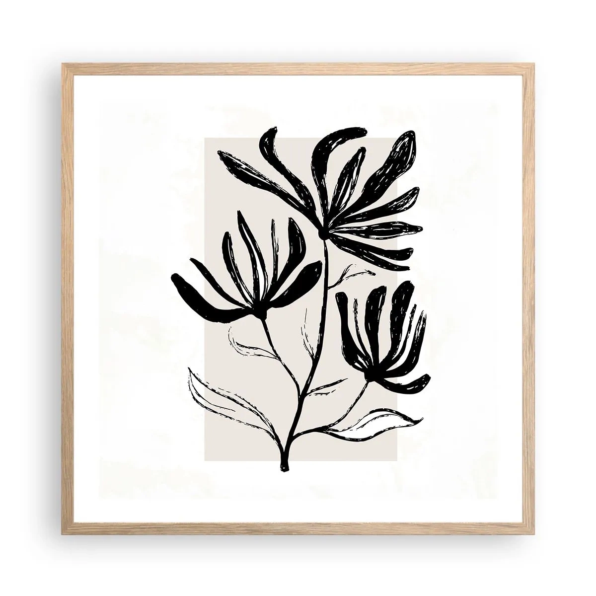 Affiche dans un chêne clair - Poster - Esquisse pour l'herbier - 60x60 cm