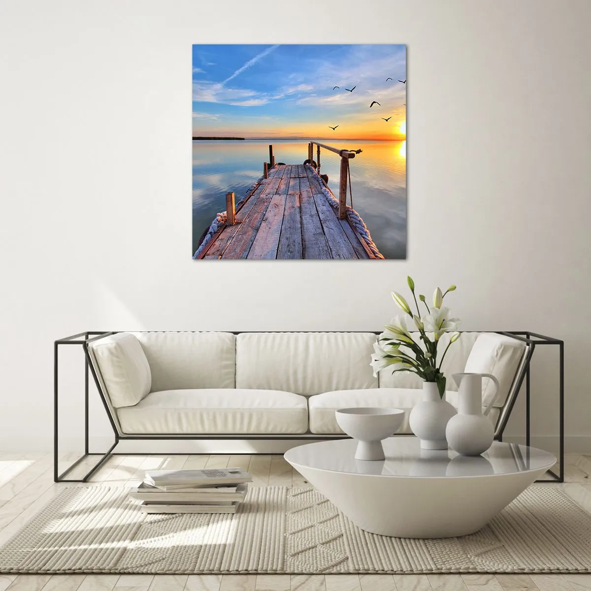 Impression sur verre - Image sur verre - Marcher droit vers le soleil - 60x60 cm