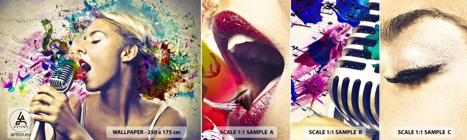 Échantillon De Papier Peint Standard Eco - Peindre le monde avec sa voix - Femme, Musique, 3D - 100x30 cm