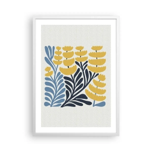 Affiche dans un cadre blanc - Poster - Parterre de fleurs ensoleillé - 50x70 cm