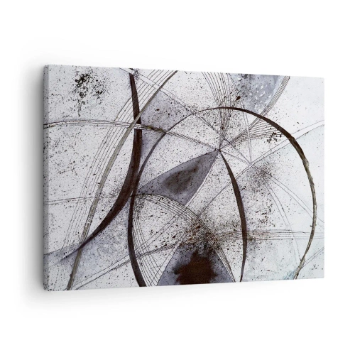 Impression sur toile - Image sur toile - Lignes et formes abstraites dans des tons de gris et de noir - 70x50cm - Fantaisie futuriste - Décoration murale moderne pour le salon et la chambre ARTTOR