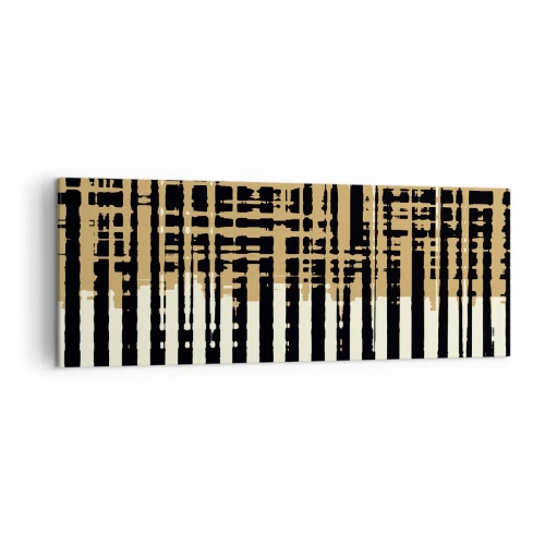 Impression sur toile - Image sur toile - Lignes abstraites en noir, beige et blanc - 140x50cm - Abstraction architecturale - Décoration murale moderne pour le salon et la chambre ARTTOR