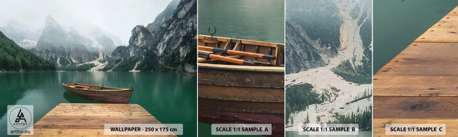 Échantillon de Papier Peint Autocollant Deluxe Sticker - Faire face à la fierté des rochers - Paysage, Montagnes, Lac - 100x30 cm