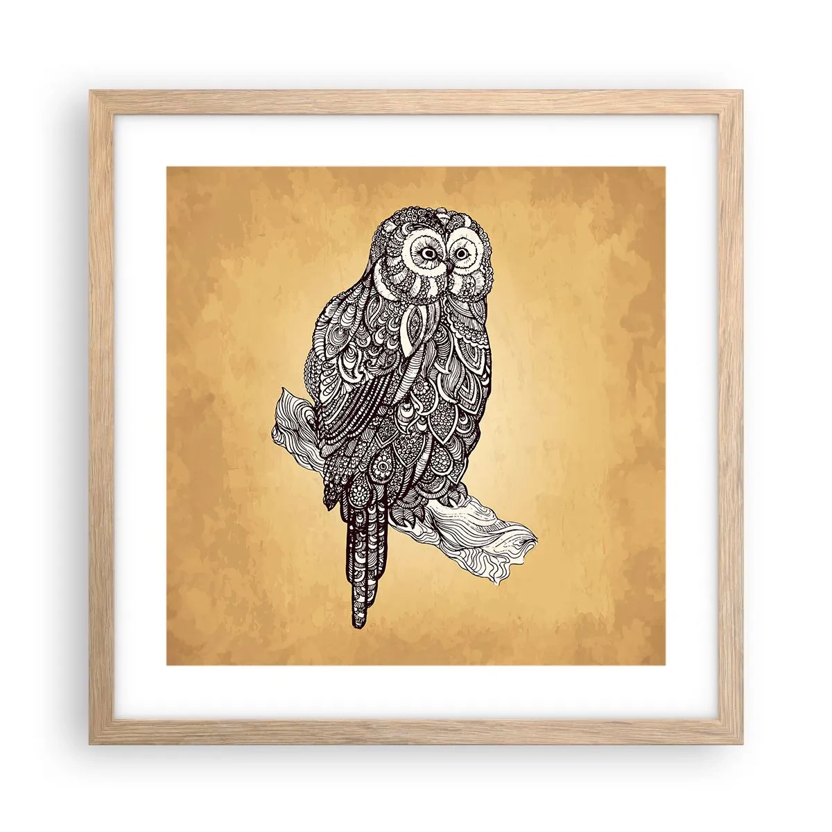 Affiche dans un chêne clair - Poster - Ornements complexes de sagesse - 40x40 cm