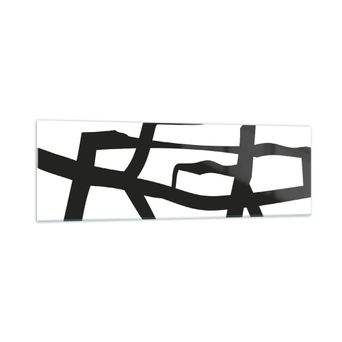 Impression sur verre - Image sur verre - Motif minimaliste noir et blanc avec des lignes géométriques - 160x50cm - Conception noir et blanc - Décoration murale moderne pour le salon et la chambre ARTTOR