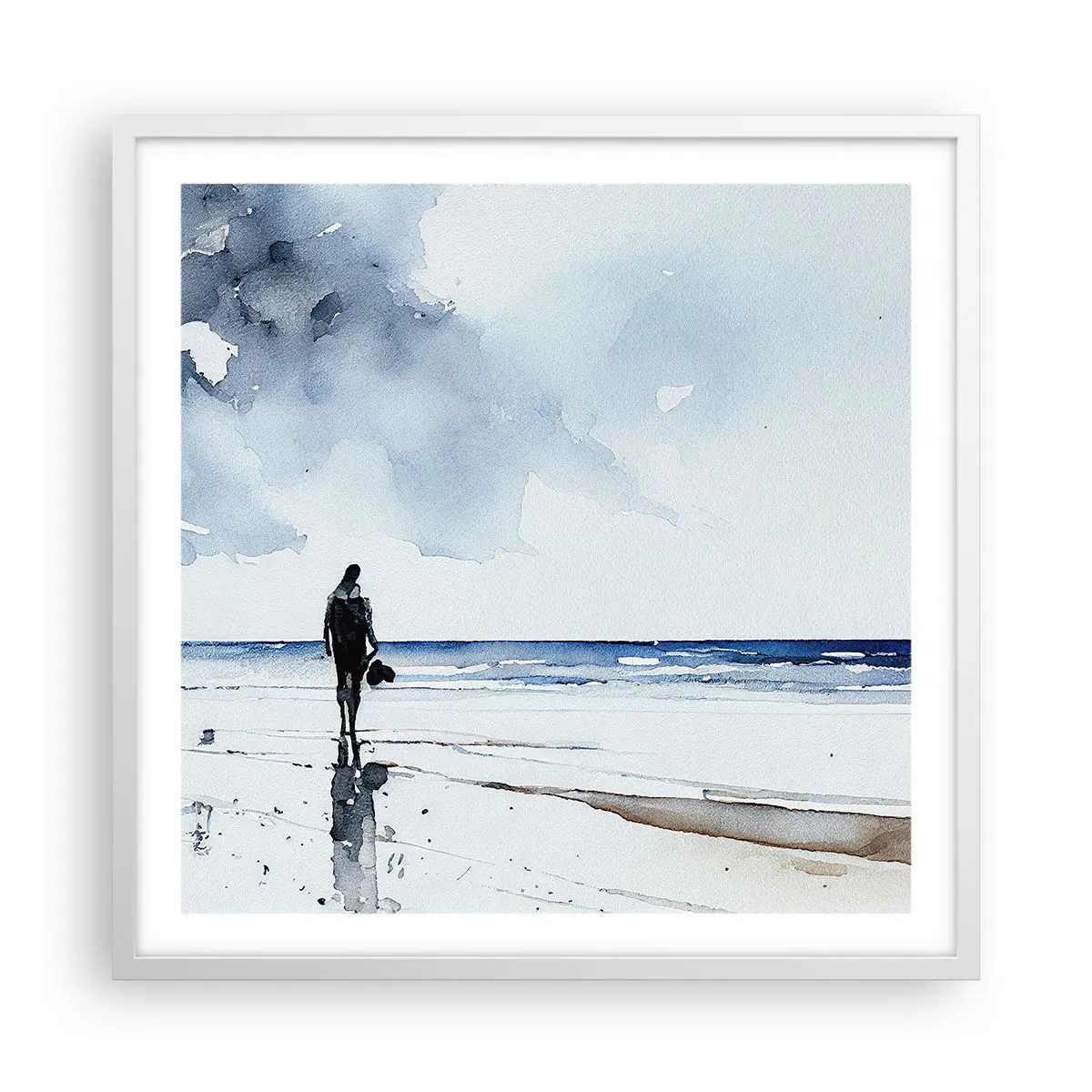 Affiche dans un cadre blanc - Poster - Conversation avec la mer - 60x60 cm