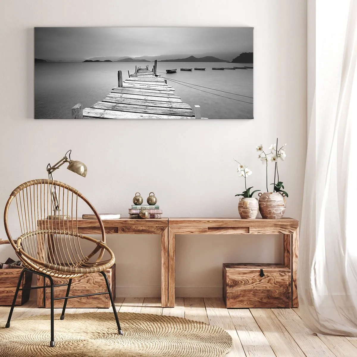 Impression sur toile - Image sur toile - Derrière les montagnes, au-delà des mers - 90x30 cm