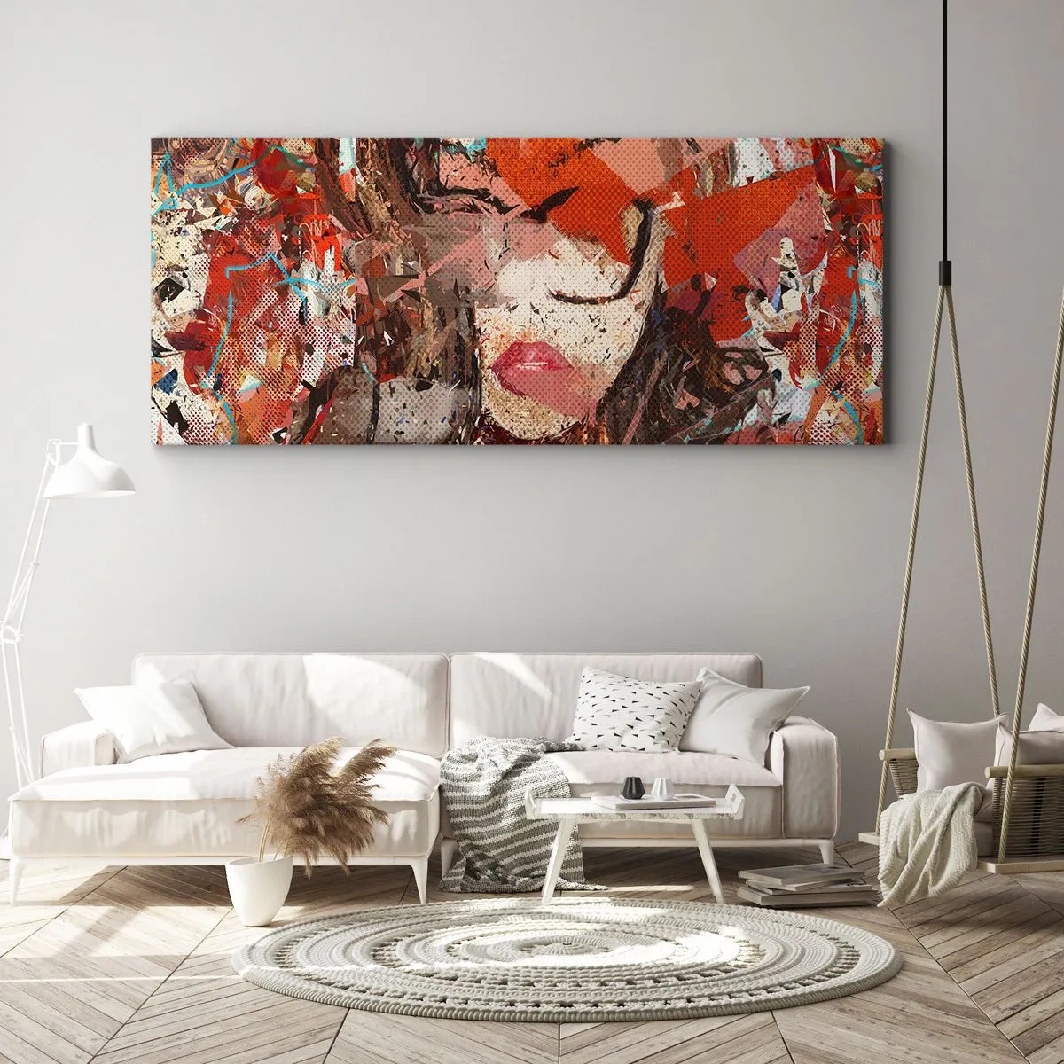 Impression sur toile - Image sur toile - Portrait abstrait d'une femme aux couleurs intenses - 140x50cm - Personne ne sait ce que tu es vraiment - Décoration murale moderne pour le salon et la chambre ARTTOR