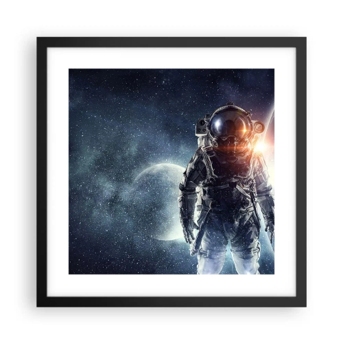 Affiche dans un cadre noir - Poster - Aventure spatiale - 40x40 cm