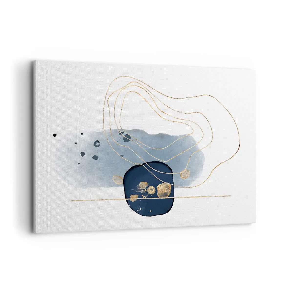 Impression sur toile - Image sur toile - Abstraction dans les tons de bleu et d'or - 120x80cm - Fantaisie bleu et or - Décoration murale moderne pour le salon et la chambre ARTTOR