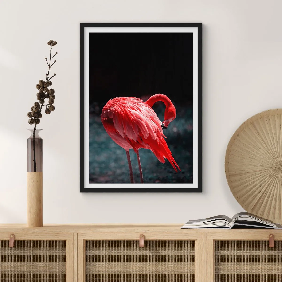 Affiche dans un cadre noir - Poster - Poème cramoisi de la nature - 70x100 cm