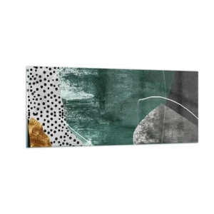 Impression sur verre - Image sur verre - Abstraction colorée avec feuille d'or - 100x40 cm