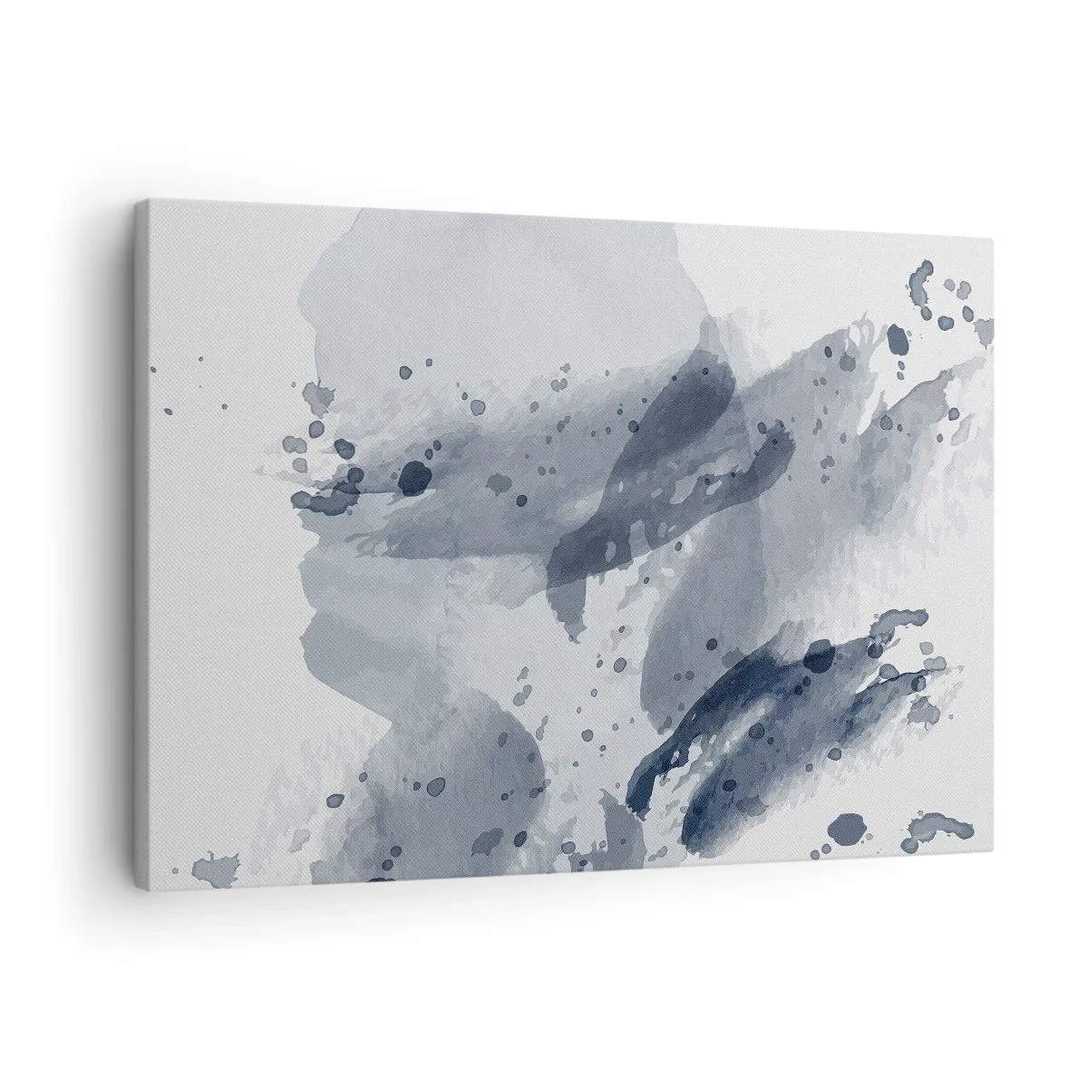 Impression sur toile - Image sur toile - Taches abstraites dans des tons bleus sur fond clair - 70x50cm - Étude de la nature de l'eau - Décoration murale moderne pour le salon et la chambre ARTTOR