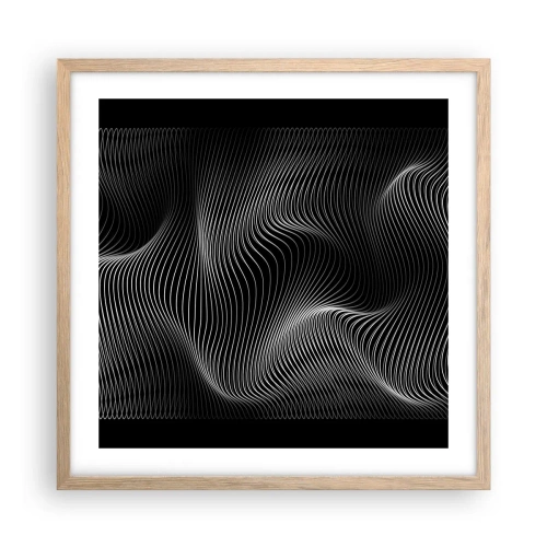 Affiche dans un chêne clair - Poster - Danse de lumière dans l'espace - 50x50 cm