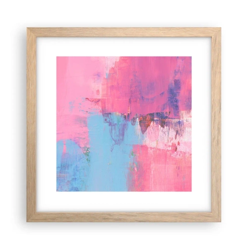 Affiche dans un chêne clair - Poster - Du rose, du bleu et une pincée de lumière - 30x30 cm