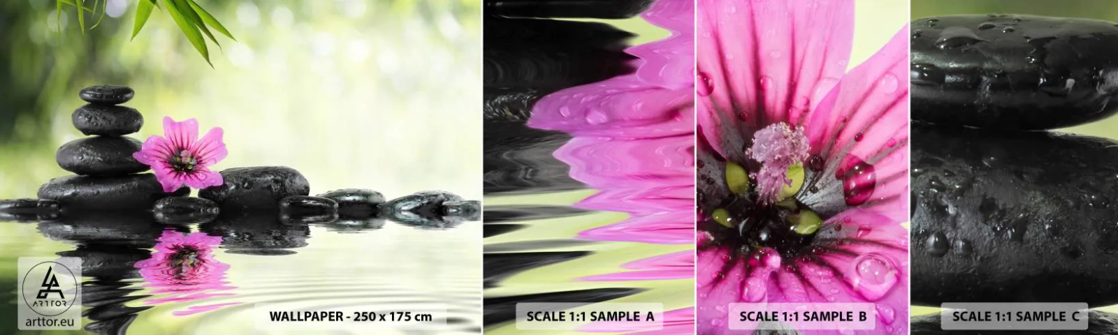 Échantillon de Papier Peint Autocollant Deluxe Sticker - Temps pour l'âme - Fleur, Culture, Bambou - 100x30 cm