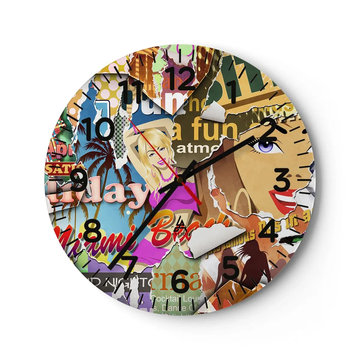 Horloge murale - Pendule murale - Souvenirs de vacances - 30x30 cm