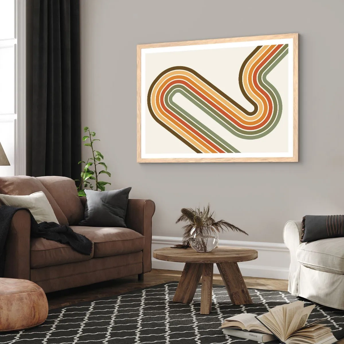 Affiche dans un chêne clair - Poster - En zig zag vers le but - 100x70 cm