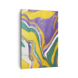 Impression sur toile - Image sur toile - Motif de marbre abstrait aux couleurs vives - 70x100cm - Ondes de couleur - Décoration murale moderne pour le salon et la chambre ARTTOR