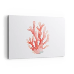 Impression sur toile - Image sur toile - Une illustration subtile de corail dans des tons pastel - 100x70cm - Corail couleur corail - Décoration murale moderne pour le salon et la chambre ARTTOR