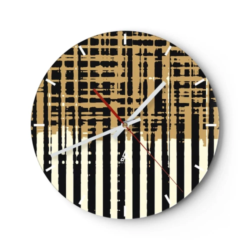 Horloge murale - Pendule murale - Abstraction géométrique dans les tons beige et noir - 30x30cm - Abstraction architecturale - Décoration murale moderne pour le salon, la cuisine et la chambre ARTTOR