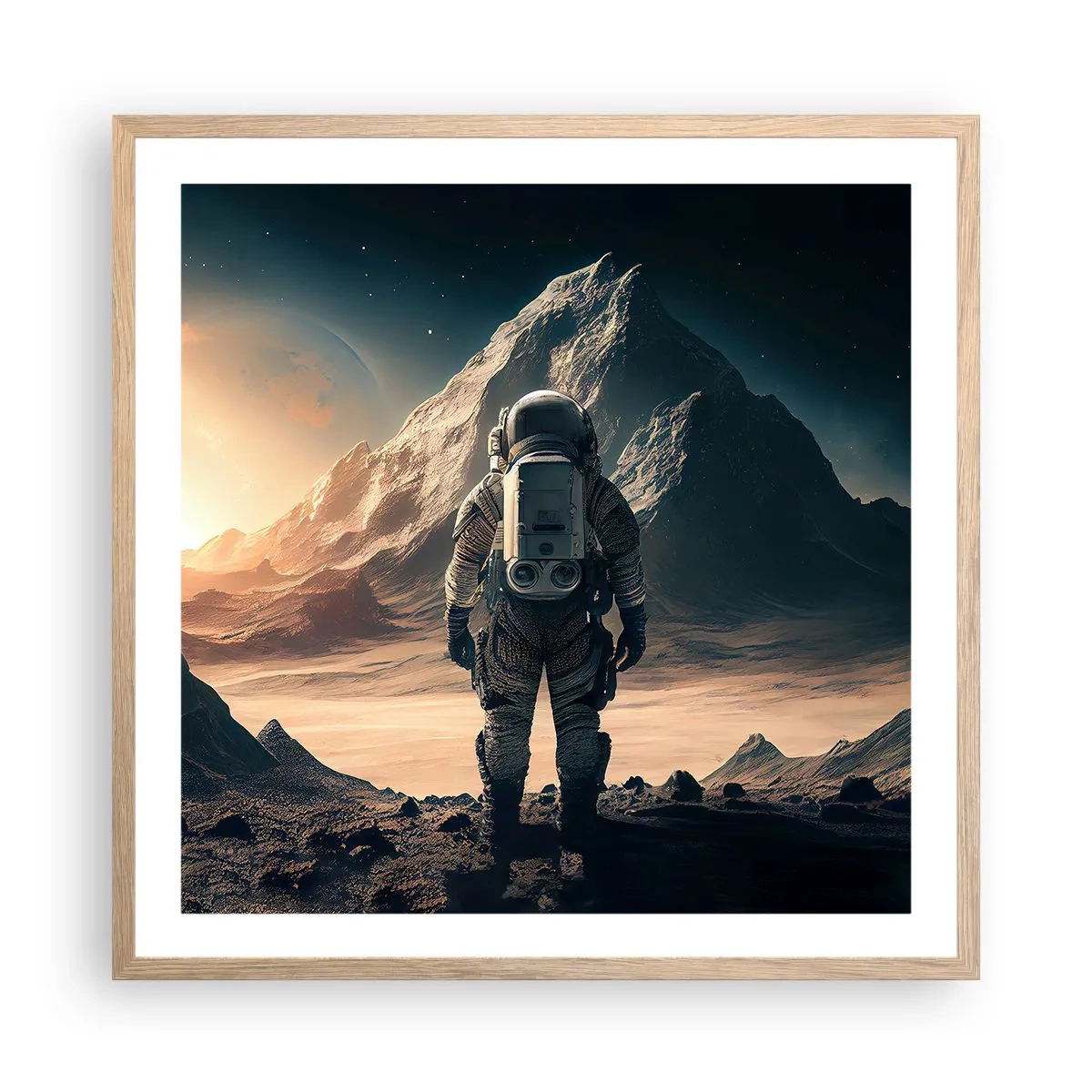 Affiche dans un chêne clair - Poster - Nouveau défi - 60x60 cm