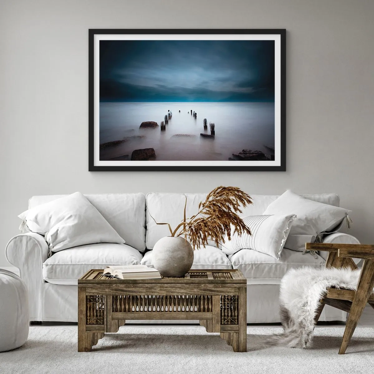 Affiche dans un cadre noir - Poster - Lac pensif - 50x40 cm