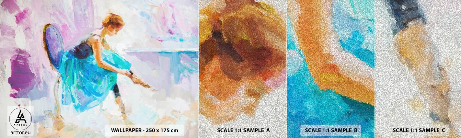 Échantillon de Papier Peint Premium Sand - Grâce ineffable, charme subtil - Ballerine, Danse, Ballet - 100x30 cm