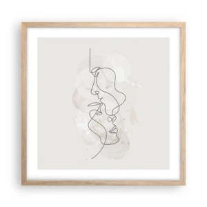 Affiche dans un chêne clair - Poster - Emmêlé dans une étreinte - 50x50 cm