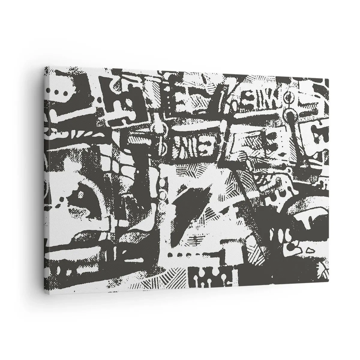 Impression sur toile - Image sur toile - Motif rétro monochrome abstrait - 70x50cm - Ordre ou chaos? - Décoration murale moderne pour le salon et la chambre ARTTOR