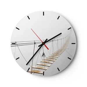 Horloge murale - Pendule murale - Femme en robe noire assise sur un balcon en noir et blanc - 30x30cm - Où cela va-t-il te mener? - Décoration murale moderne pour le salon, la cuisine et la chambre ARTTOR