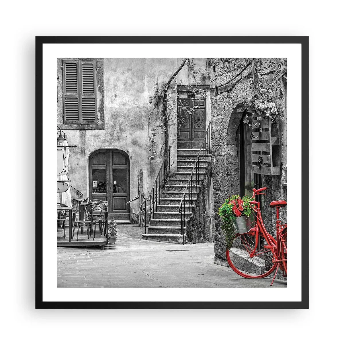 Affiche dans un cadre noir - Poster - Ruelle toscane - 60x60 cm