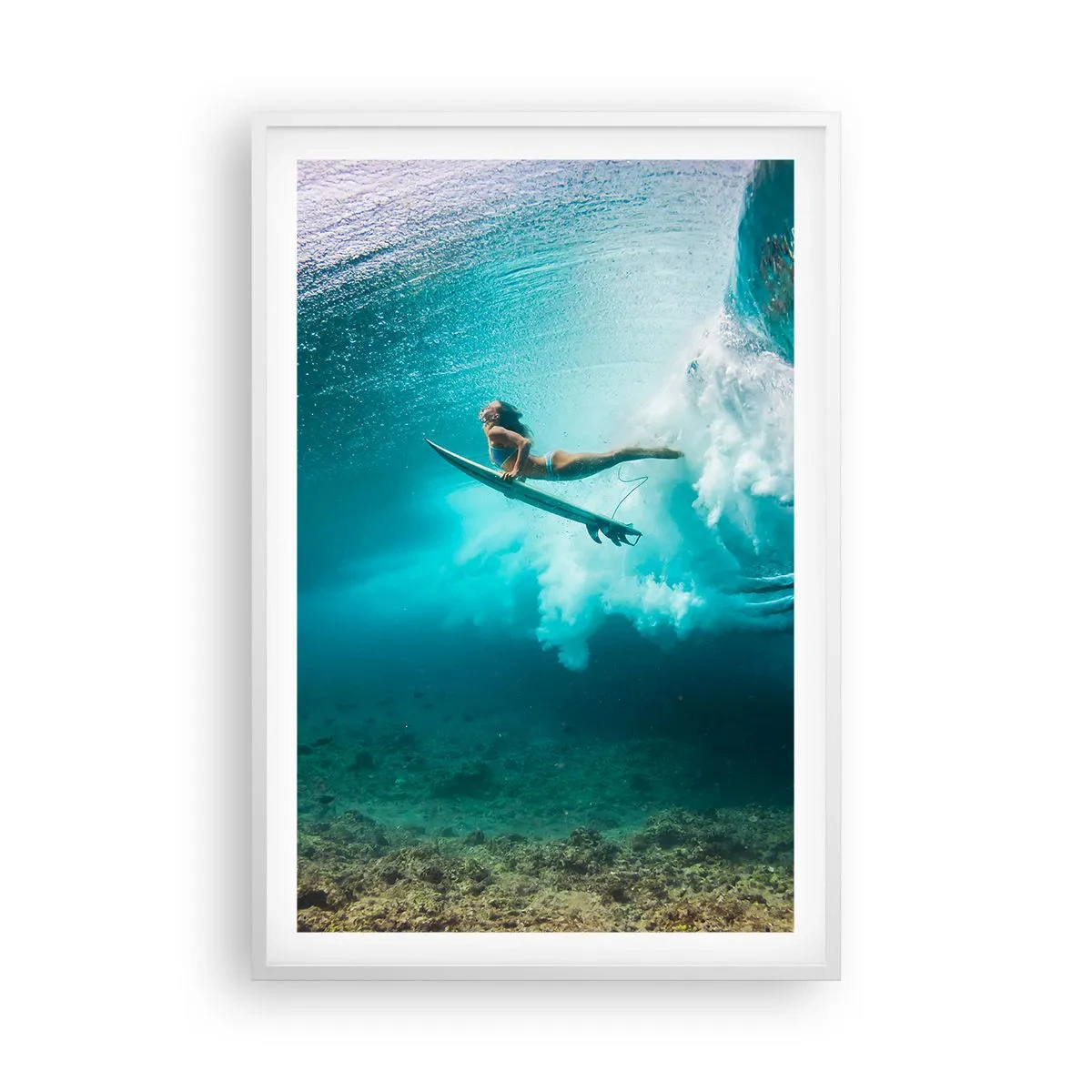 Affiche dans un cadre blanc - Poster - Monde sous marin - 61x91 cm