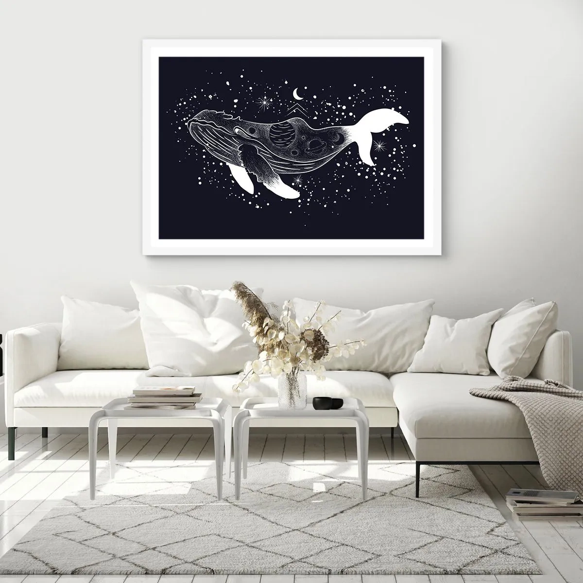 Affiche dans un cadre blanc - Poster - Dans l'océan de l'univers - 50x40 cm