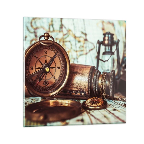 Impression sur verre - Image sur verre - Une aventure de pirates dans les Caraïbes vous attend - 40x40 cm