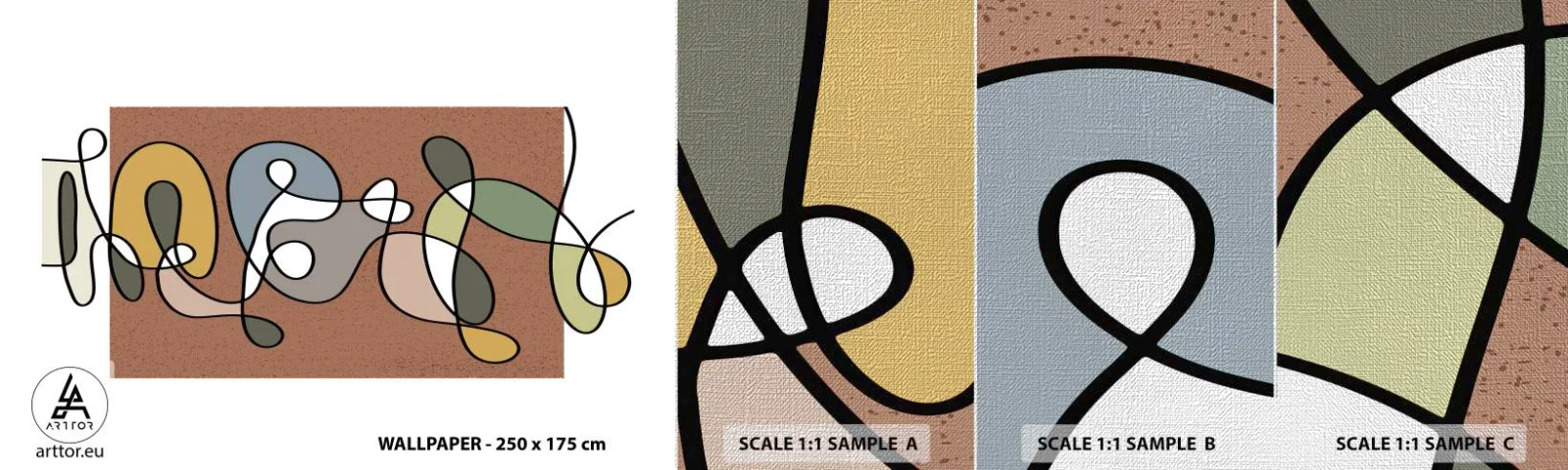 Échantillon de Papier Peint Premium Canvas - Une abstraction qui mérite le sourire - Moderne, Abstraction, Morceau - 100x30 cm