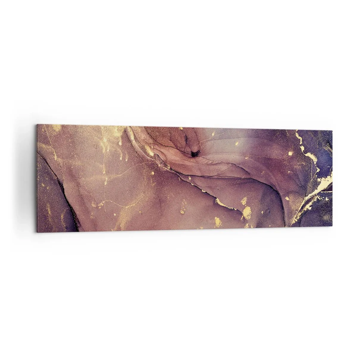 Impression sur toile - Image sur toile - Composition abstraite aux nuances d'or et de violet - 160x50cm - Matière et esprit - Décoration murale moderne pour le salon et la chambre ARTTOR