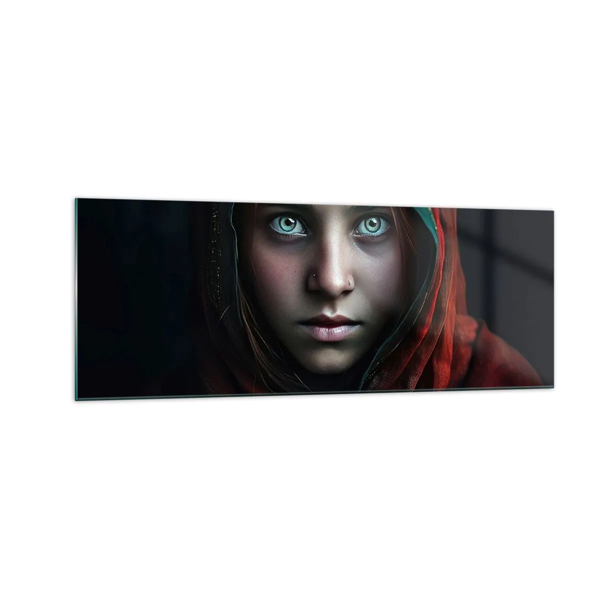 Impression sur verre - Image sur verre - Portrait d'une femme au regard intense aux couleurs chaudes - 140x50cm - Princesse orientale - Décoration murale moderne pour le salon et la chambre ARTTOR