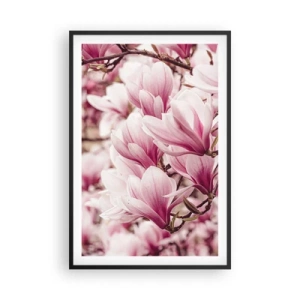 Affiche dans un cadre noir - Poster - Le printemps est rose - 61x91 cm