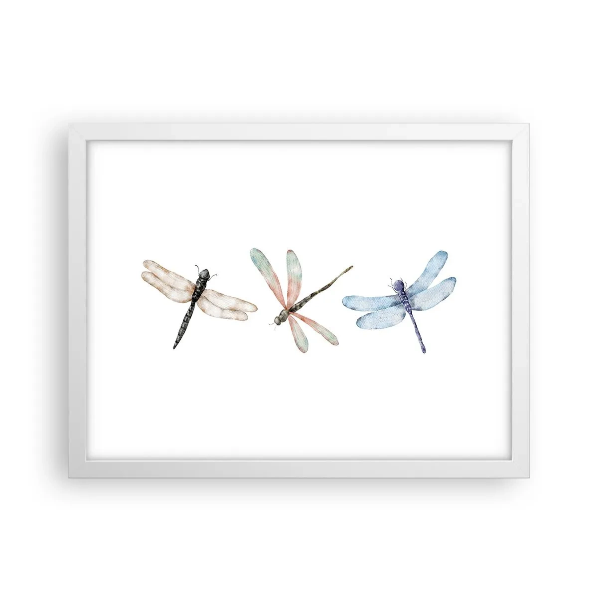 Affiche dans un cadre blanc - Poster - Libellules en apesanteur - 40x30 cm