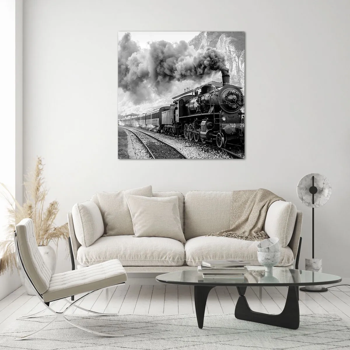 Impression sur verre - Image sur verre - Attend à la gare... - 70x70 cm