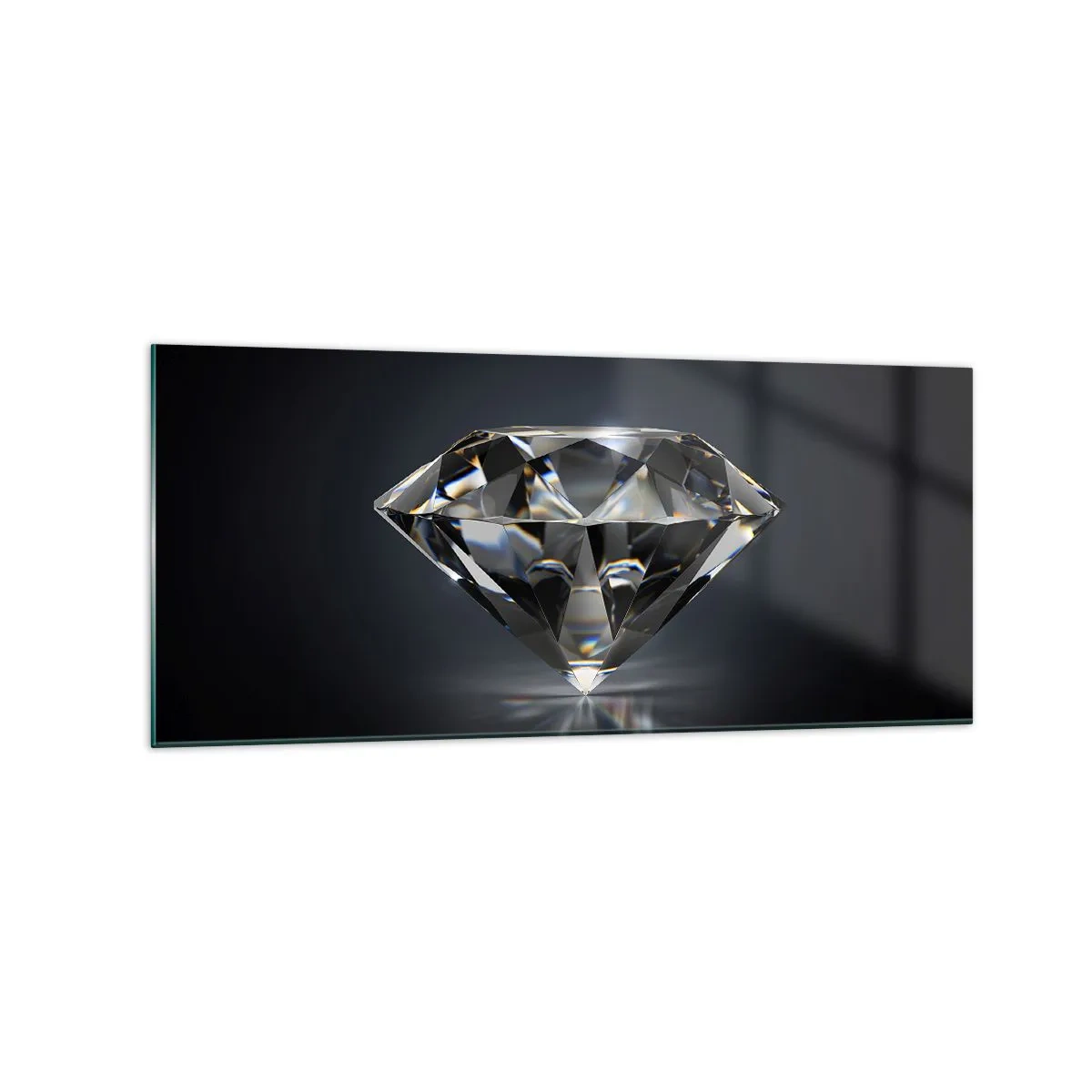 Impression sur verre - Image sur verre - Une interprétation artistique d'un diamant sur fond sombre - 120x50cm - La meilleure amie - Décoration murale moderne pour le salon et la chambre ARTTOR