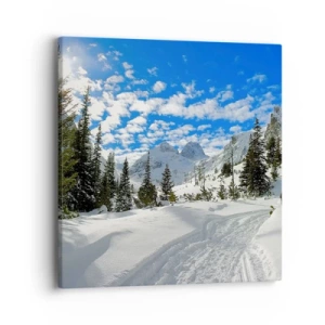 Impression sur toile - Image sur toile - Dans la neige et au soleil - 40x40 cm