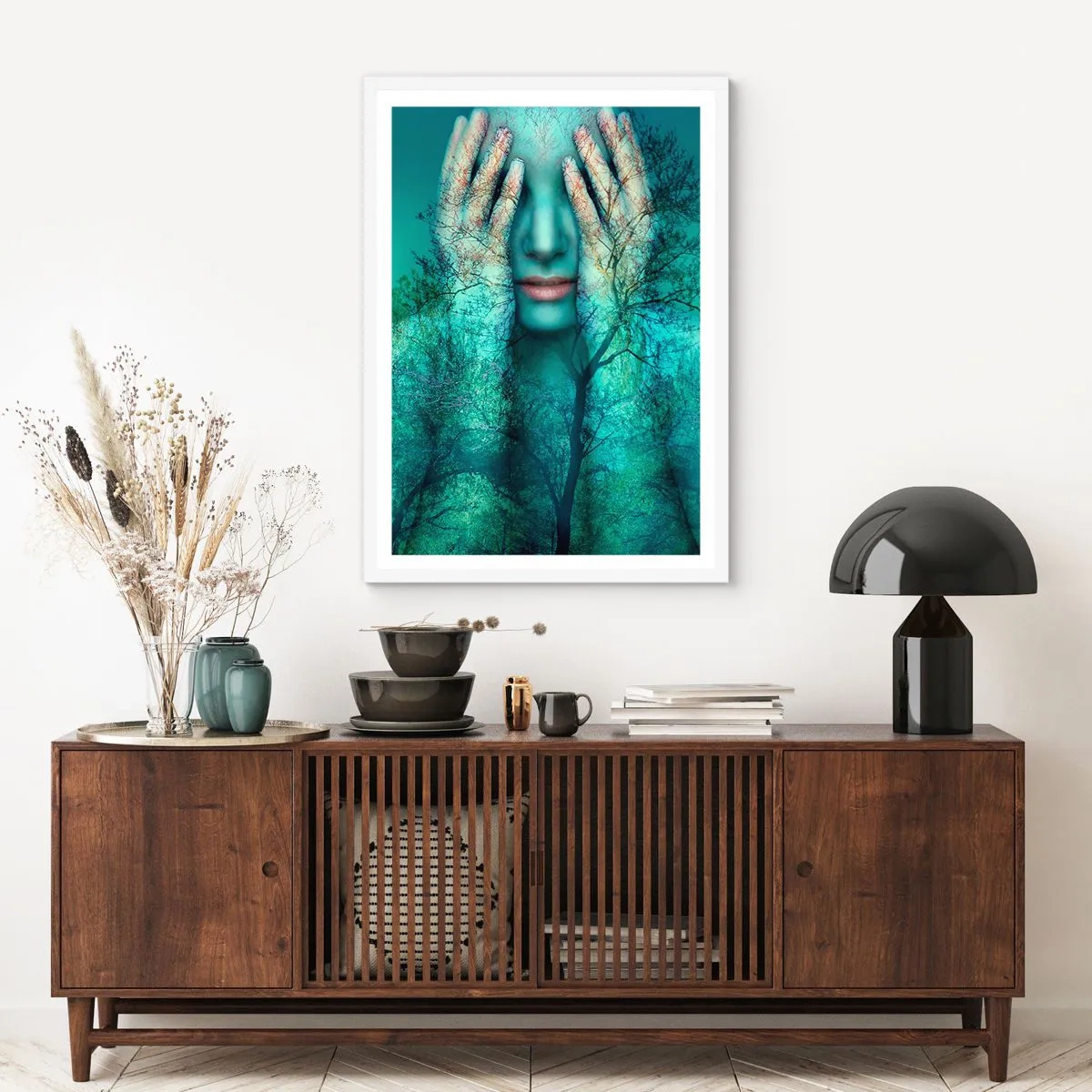 Affiche dans un cadre blanc - Poster - immergé dans l'azur - 70x100 cm