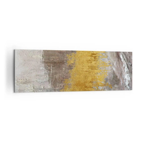 Impression sur toile - Image sur toile - Motif abstrait doré et beige - 160x50cm - Une explosion d'or - Décoration murale moderne pour le salon et la chambre ARTTOR