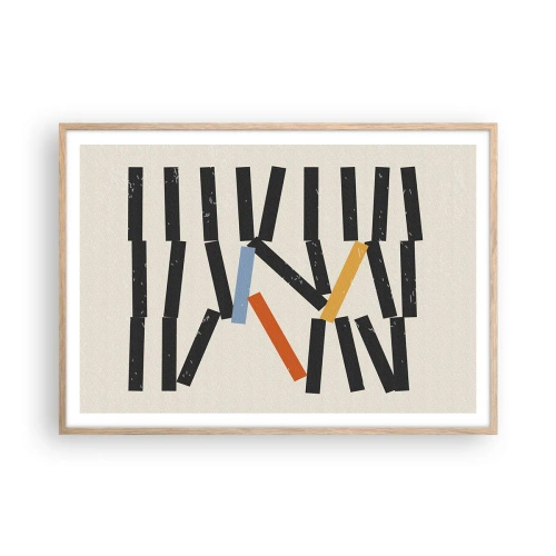 Affiche dans un chêne clair - Poster - Dominos – composition - 100x70 cm