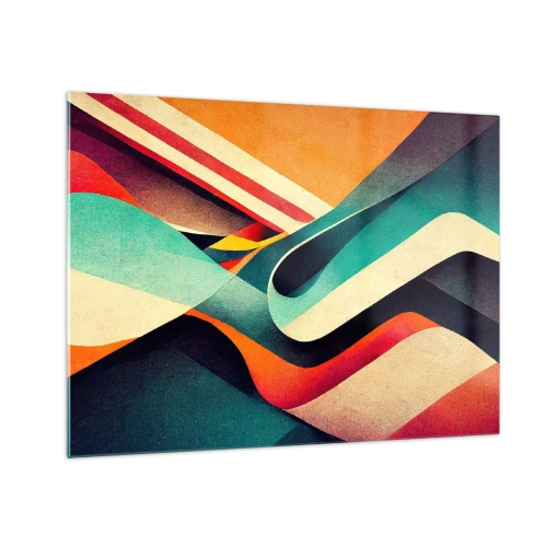 Impression sur verre - Image sur verre - Rayures colorées dans une composition dynamique et abstraite - 70x50cm - Composition intense - Décoration murale moderne pour le salon et la chambre ARTTOR